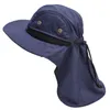 Mens Womens Wide Brim Outdoor Sunshade Neck Protection Fishing Flap Bucket Hat Climb Mountain Jungle Hiking T202