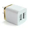 Caricabatteria da casa in metallo US EU Plug Dual USB 2.1A Adattatore di alimentazione CA Caricatore da muro Spina 2 porte per Samsung Galaxy S6 Tablet LG iPad iPhone 7