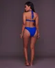 Preto Azul Cortar Bodysuit Mulheres Sexy Sheer Malha Swimsuit Halter Neck Collant Backless One Piece Bodycon