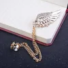 Elegant Chain Tassel Wing Crystal Brooch Fashion Jewelry Rhinestone Pin Brooches For Gift Unisex Jewelry Lots 12 Pcs