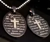 20st Engelsk Serenity Prayer Bible Cross Rostfritt stål hänge Halsband W/Kedjor Partihandel Herrmode Jesus Religiösa Smycken Lots