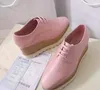 new wholesale Women Pink Stella Mccartney Shoes with Red Stars Genuine Leather White Sole Wedges Platform