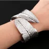 Punky para mujer pulseras brazalete ancho de la pluma abierto oro / plata / Pistola de tono de plata del brazalete de joyería Manguito pulseras brazalete de la manera