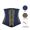 Kvinnor Brocade 10 Stål Boned Underbust Satin Vadderad Lace Up Korsett Slimming Waist Trainer Gothic Sexig Steampunk Waist Training Corselet