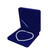 Nueva Llegada de Lujo Caja de Collar de Joyas Beige azul de Terciopelo Favores de La Boda Collar de Perlas Caja Organizador Caja de Joyas Caja de Embalaje Envío Gratis