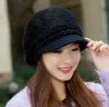 2017 Winter Rabbit Fur Knitted Beret Hat For Women Solid Slouchy Warm Ear Beanie Hat 6pcslot7052066