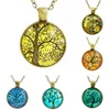 Free shipping Jewelry Tree Retro Gemstone Pendant Necklace Life Tree Sweater Chain WFN328 (with chain) mix order 20 pieces a lot