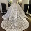 Luxuriöse Überröcke-Brautkleider, trägerlos, Pailletten, volle Spitze, Hochzeitskleid, Zug, Reißverschluss hinten, böhmische Brautkleider