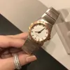 Topp Kvinnor Klänning Klockor 28mm Eleganta rostfritt stål Rose Gold Klockor Hög kvalitet Mode Dam Rhinestone Quartz Armbandsur