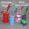 Fumer des narguilés Bongs en silicone avec tige descendante conduite d'eau en silicone dab rig bols en verre 14 mm joint tout clair épaisseur 4 mm 14 mm mâle 8006877