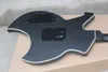 Unik formad flamma lönn top bak matt svart elektrisk gitarr 5 pickups tremolo bridge svart hårdvara abalon kropp bindande i6345496
