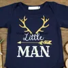 "Little Man" Brief Drucken Ins Kids Black Strampler Baby Infant Jungen Mädchen Hirsch Bodysuit Strampler Overall Outfits Weihnachten Baby Cartoon Strampler