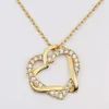 Free shipping Heart white crystal 18K gold Necklaces for women,Brand new yellow gold gem pendant Necklaces include chains SGN586