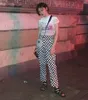 2017 k-pop hiphop old school ins style chaud damier noir et blanc à carreaux pantalon femme lâche pantalon large hommes et femmes