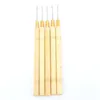 5pcs / lot poignée en bois tirant aiguille micro bagues boucle extension de cheveux outils de cheveux pour les perruques de cheveux humains