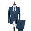 Dernier manteau pantalon conception laine bleu chevrons rétro gentleman Style hommes costumes de mariage sur mesure Blazer marié costumes pour hommes