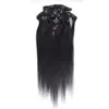 Двойная заколка для наращивания человеческих волос Малайзийские заколки для волос Ins Прямые черные наращивания человеческих волос2242618
