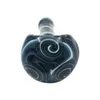 Artistic 4.2-Inch Borosilicate Glass Spoon Pipe - Three Spiral Blue Texture Totem Design