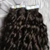 Kinky Curly Virgin Brasilian Hair Tape In Human Hair Extensions 40pcs / Set 100g Skin Weft Hair Extensions
