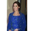 Caftano blu royal a maniche lunghe abito da sera formale in chiffon con perline Kate Middleton abito da celebrità per feste economico su misura taglie forti