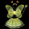 4 Pieces Children Halloween Costume Set Double Layer Angle Butterfly Fairy Wings Magic Wand Headband Birthday Party Gift G457