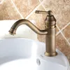 Gratis frakt Vintage Deck Mount Torneiras Singelhandtag Antik Efterbehandling Brass Kranar Hot Cold Bath Mixer Basin Kranar 6632f