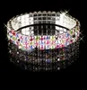 Cute Colorful Bracelet Bling Bling 3 Row Multi-color Rhinestone Bracelets Stretch Bangle Prom Evening Wedding Party Jewelry Bridal Accessory