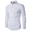 Solid Casual Linen Mens Long Sleeve Dress Shirts Cotton Men Shirt Plus Size Slim Fit Homme SB5J