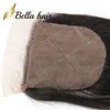 Fermeture en dentelle à base de soie ondulée lâche faux cuir chevelu durable 3 couches de vrais cheveux humains brésiliens vierges fermetures supérieures avec cheveux de bébé Bella Hair Slay semble plus naturel