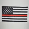 ダイレクトファクトリーアメリカUSA US Flags Blue Line 90x150cm 3 x 5フィートの薄い赤いラインブラックホワイトと青の真鍮グロメット