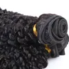 Fasci di capelli brasiliani arricciati afro crespi con chiusura estensioni dei capelli umani 3 pacchi con chiusura in pizzo 4x4 parte libera colore naturale 1B