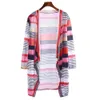 Suéter das Mulheres Atacado - Moda Outono Vintage Mulheres Irregular Stripe Shawl Kimono Cardigan Tops Cobrir Blusa Outwear Coat1