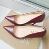 Casual Designer Sexy Lady Fashion Women Shoes Burgundy Leather Pointy Toe Stiletto Stripper High Heels Zapatos Mujer Prom Evening pumps Large size 44 12cm