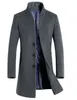 Großhandel - Hohe Qualität 50% Wollmantel Männer Herbst Winter Business Casual Einreiher Langer Trenchcoat Männer Marke England Stil Mantel