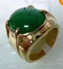 Tibet silver green jade Men's ring size 10#