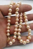 Nuovi gioielli di perle pregiate, vera collana di perle Akoya rosa da 8-9 mm, naturale, da 18 pollici, in oro 14k
