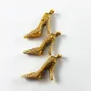 Wholesale-20pcs/pack Gold High-heel Shoes Charms Vintage Women Necklace Pendant 23*14*4mm Jewelry Bracelet Accessories Fine Handmade 51173