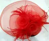 Fjäder hår mesh hatt Fascinator Clip Flower Wedding Party Fascinator 20pcs / Lot # 1952