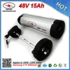 Fabriek prijs elektrische e fiets 48v batterij 15AH met Samsung 18650 3.0Ah cel water fles case 15A BMS + Charger gratis verzending