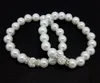 120pcs women's fashion handmade faux pearl & rhinestone clay charms adjustable bracelet jewelry