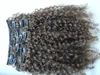 brazilian human virgin remy clip ins hair extensions kinky curls hair weft medum brown 4 color9362858