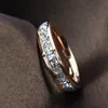 Crystal Row Ring rostfritt stål Square Diamond Engagement Wedding Rings Fashion Jewelry for Women Män Will och Sandy Drop Ship