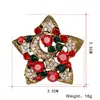 Nowy Boże Narodzenie Biżuteria Multicolor Crystal Pentagram Broszki Antyczne Gold Alloy Rhinestone Star Broszki Kostium Szpilki Xmas Prezenty dla dzieci