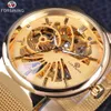 Forsining 2024 Luxus Goldene Skeleton Neutral Design Frauen Herren Uhren Top Marke Luxus Edelstahl Wasserdichte Armbanduhren