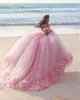 Saidmhamad Off The Shoulder Hand Made Flowers Pink Ball Gowns Beach Bridal Dress with Color Wedding Dress Vestidos de Noiva4136873