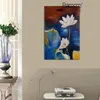 Lotus Yağlıboya 100% El Boyalı Retro Tarzı Çiçek Yağlıboya Tuval Modern Ev Wall Art Dekorasyon