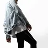 Großhandel - 2016 neue Mode Streetwear Jean Herren Jacken und Mäntel Männer Kleidung Latex Hip Hop Reißverschluss zerrissene Distressed Denim Jacke M-XL