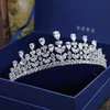 Ornamenti per capelli da sposa in zircone pieno corone nuziali alte accessori per abiti da sposa con corona intarsiata personalizzata di fascia alta