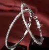 Brincos de argola de grife 925 prata esterlina 3cm/4cm/5cm/6cm/7cm/8cm/9cm/10cm Círculo elegante Big Breating Jewelry Gifts Women Women Trendy Diamond Crystal Crystal
