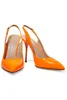 Zandina Neue Ankunft Frauen Handmade Lackleder Schuhe Slingback Spitze High Heel Fashion Party Prom Pumps Orange